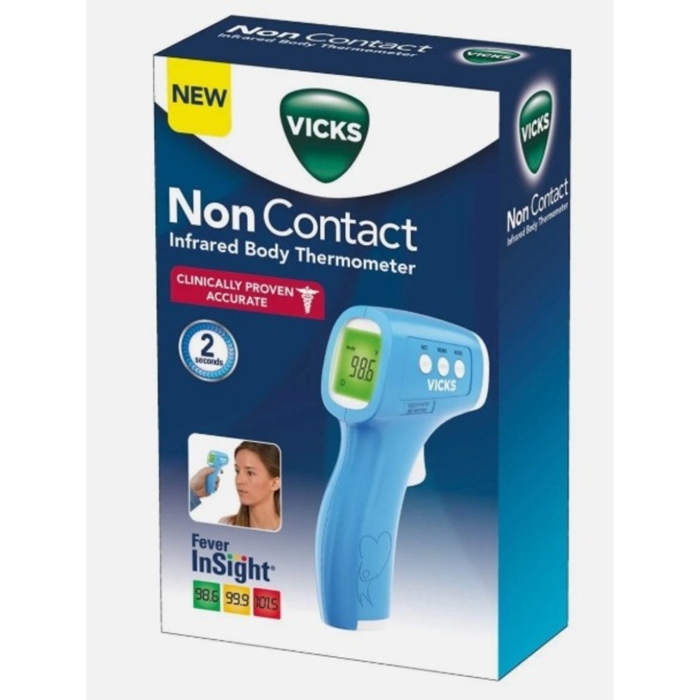 Vicks Non Contact Infrared Body Thermometer Fever InSight VNT275US New Blue
